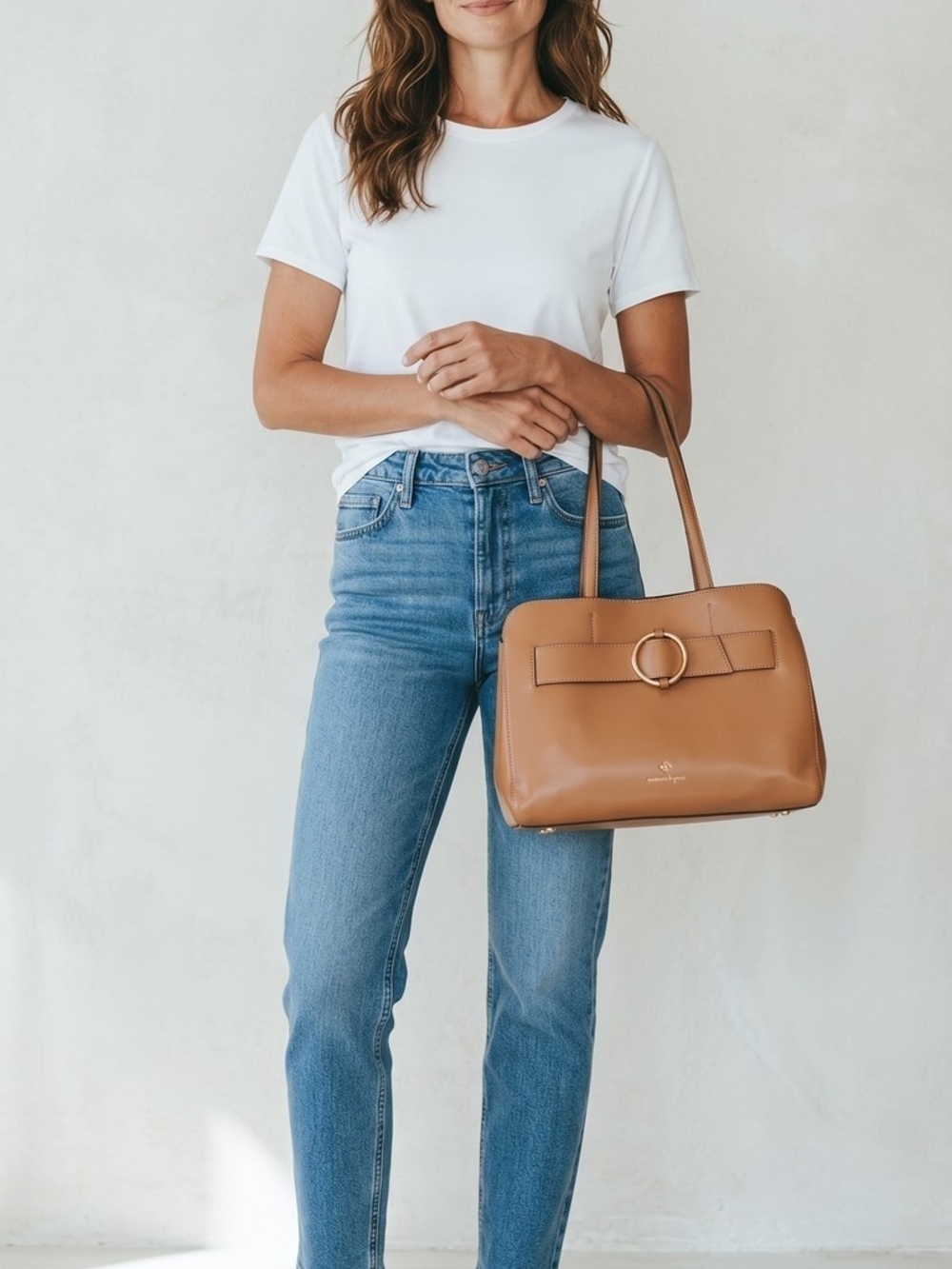 #223 Nanette Lepore Caramel Shoulder Bag with Ring Accent